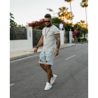 BLUZKA T-SHIRT MĘSKI OVERSIZE OLAVOGA MEN VIROO BEIGE
