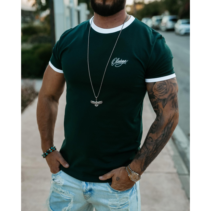 BLUZKA T-SHIRT MĘSKI OVERSIZE OLAVOGA MEN VIROO DEEP EMERALD