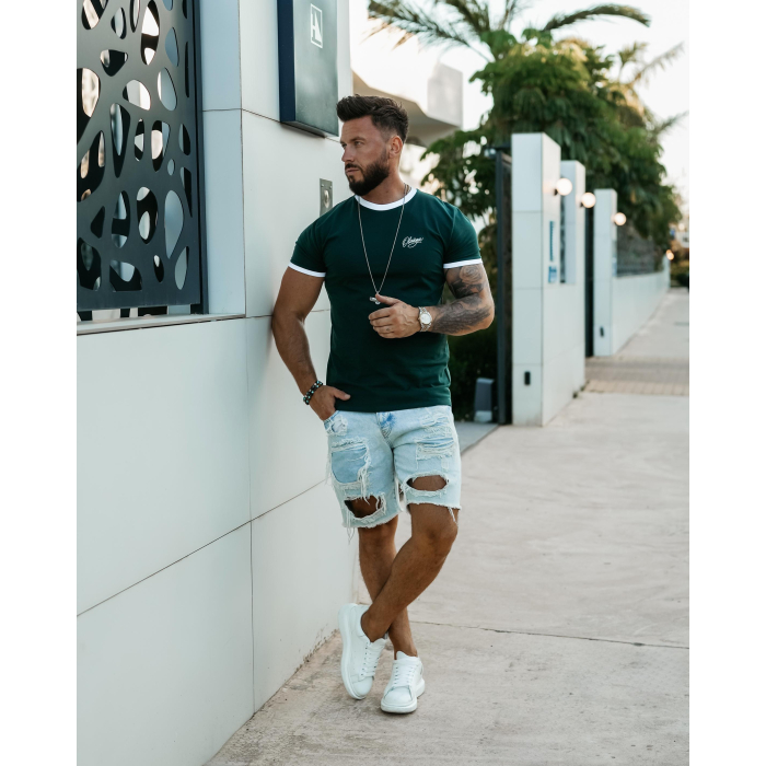 BLUZKA T-SHIRT MĘSKI OVERSIZE OLAVOGA MEN VIROO DEEP EMERALD