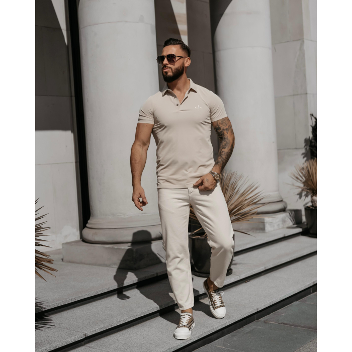 BLUZKA T-SHIRT MĘSKI POLO MEN ZAIN BEIGE