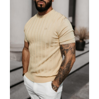 BLUZKA T-SHIRT MĘSKI SWETERKOWY OLAVOGA MEN XAE BEIGE