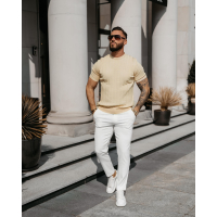 BLUZKA T-SHIRT MĘSKI SWETERKOWY OLAVOGA MEN XAE BEIGE