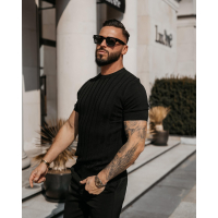 BLUZKA T-SHIRT MĘSKI SWETERKOWY OLAVOGA MEN XAE BLACK