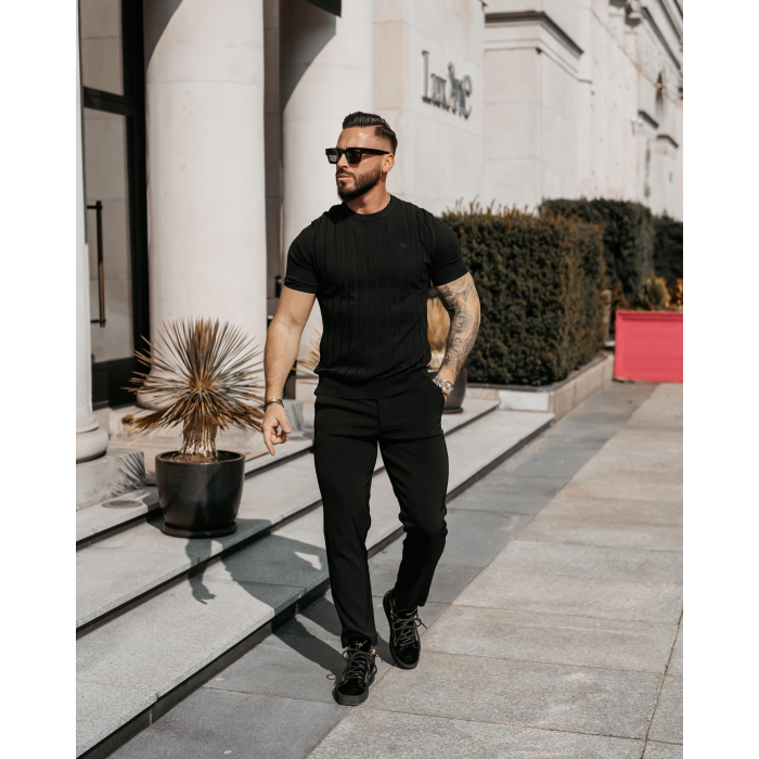 BLUZKA T-SHIRT MĘSKI SWETERKOWY OLAVOGA MEN XAE BLACK