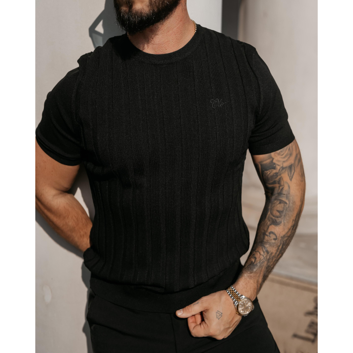 BLUZKA T-SHIRT MĘSKI SWETERKOWY OLAVOGA MEN XAE BLACK