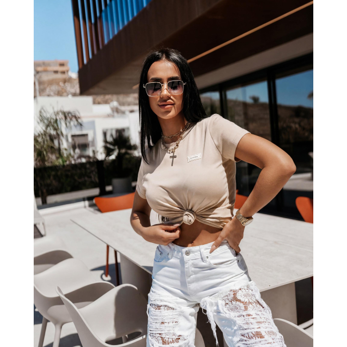 BLUZKA T-SHIRT OLAVOGA ALEXA BEIGE