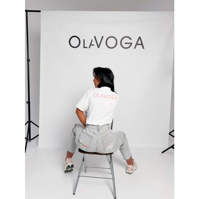 BLUZKA T-SHIRT OLAVOGA BLACK BLUSH ECRU