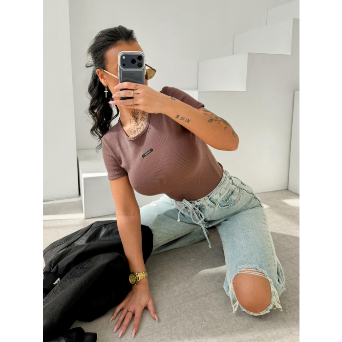 BLUZKA T-SHIRT OLAVOGA MOVENA BROWN