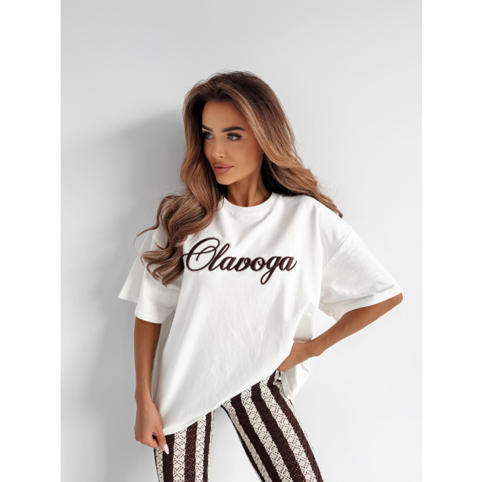 BLUZKA T-SHIRT OVERSIZE OLAVOGA AMYRAL ECRU
