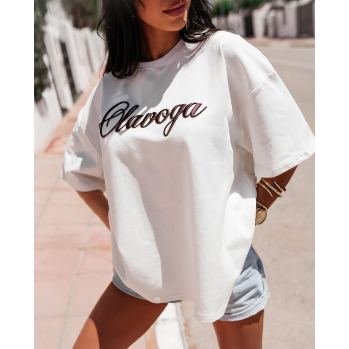 BLUZKA T-SHIRT OVERSIZE OLAVOGA AMYRAL ECRU