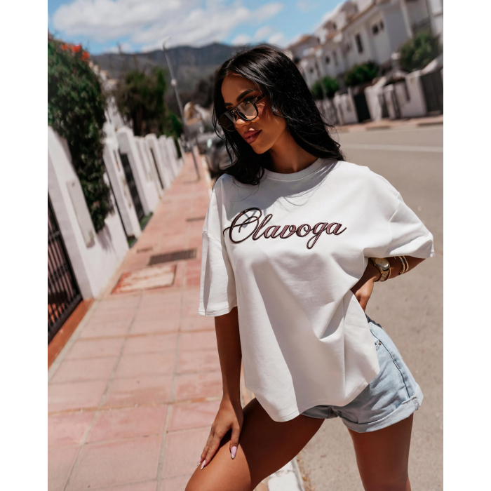 BLUZKA T-SHIRT OVERSIZE OLAVOGA AMYRAL ECRU