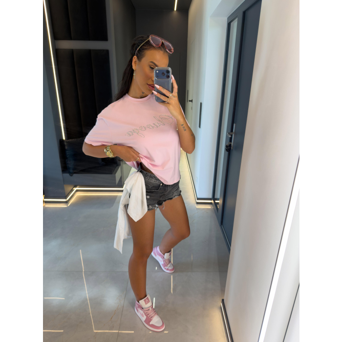 BLUZKA T-SHIRT OVERSIZE OLAVOGA NALARI PUDER PINK