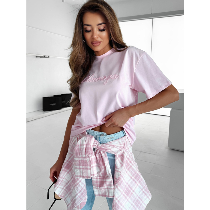 BLUZKA T-SHIRT OVERSIZE OLAVOGA VELAIA PUDER PINK