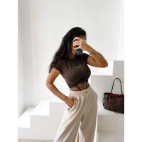 BLUZKA T-SHIRT SLIM OLAVOGA LIVA BROWN