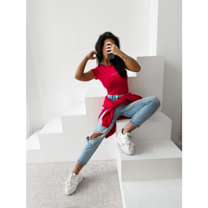 BLUZKA T-SHIRT SLIM OLAVOGA LIVA RED