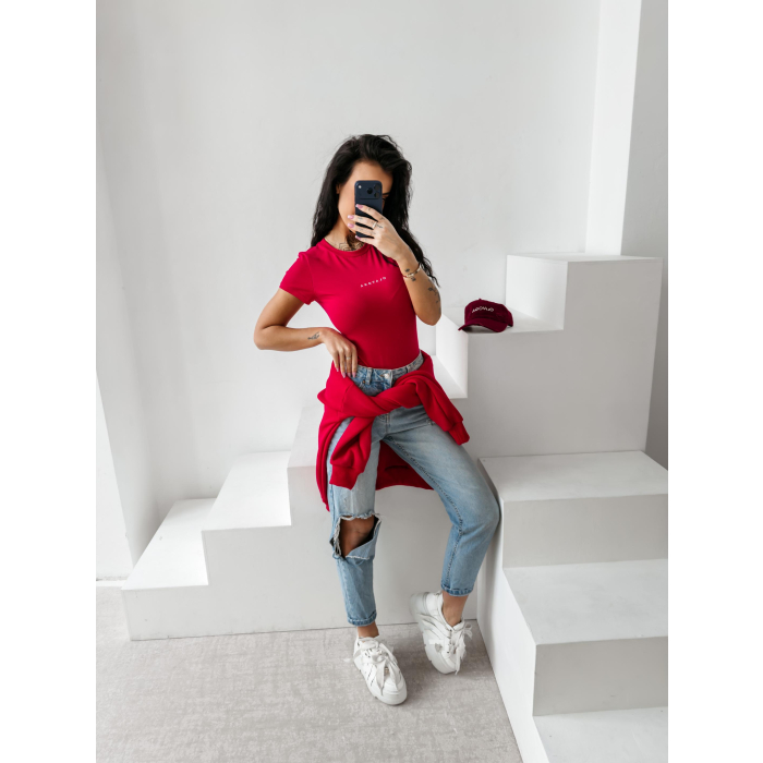 BLUZKA T-SHIRT SLIM OLAVOGA LIVA RED