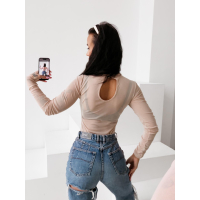 BODY DAMSKIE LOGOWANE SIATECZKA OLAVOGA AMELI BEIGE