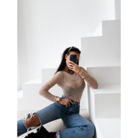 BODY DAMSKIE LOGOWANE SIATECZKA OLAVOGA AMELI BEIGE
