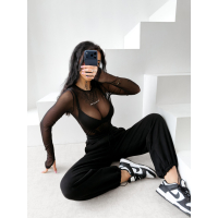 BODY DAMSKIE LOGOWANE SIATECZKA OLAVOGA AMELI BLACK