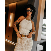KOMPLET DAMSKI TOP SPÓDNICA MAXI OLAVOGA ANITTA BEIGE