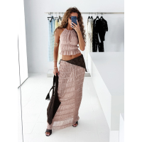 KOMPLET DAMSKI TOP SPÓDNICA MAXI OLAVOGA ANITTA BEIGE