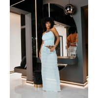 KOMPLET DAMSKI TOP SPÓDNICA MAXI OLAVOGA ANITTA BLUE