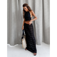 KOMPLET DAMSKI TOP SPÓDNICA MAXI OLAVOGA ANITTA BLACK
