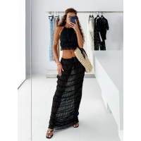 KOMPLET DAMSKI TOP SPÓDNICA MAXI OLAVOGA ANITTA BLACK