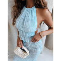 KOMPLET DAMSKI TOP SPÓDNICA MAXI OLAVOGA ANITTA BLUE