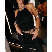 KOMPLET DAMSKI TOP SPÓDNICA MAXI OLAVOGA ANITTA BLACK