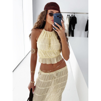 KOMPLET DAMSKI TOP SPÓDNICA MAXI OLAVOGA ANITTA YELLOW