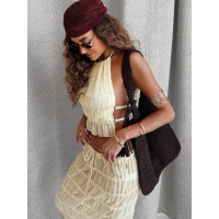 KOMPLET DAMSKI TOP SPÓDNICA MAXI OLAVOGA ANITTA YELLOW