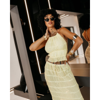 KOMPLET DAMSKI TOP SPÓDNICA MAXI OLAVOGA ANITTA YELLOW