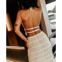 KOMPLET DAMSKI TOP SPÓDNICA MAXI OLAVOGA ANITTA BEIGE