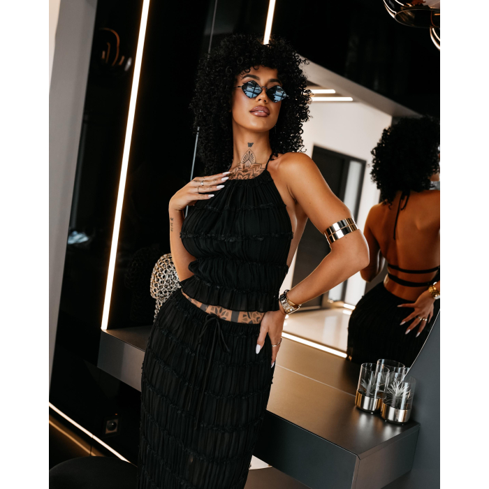 KOMPLET DAMSKI TOP SPÓDNICA MAXI OLAVOGA ANITTA BLACK