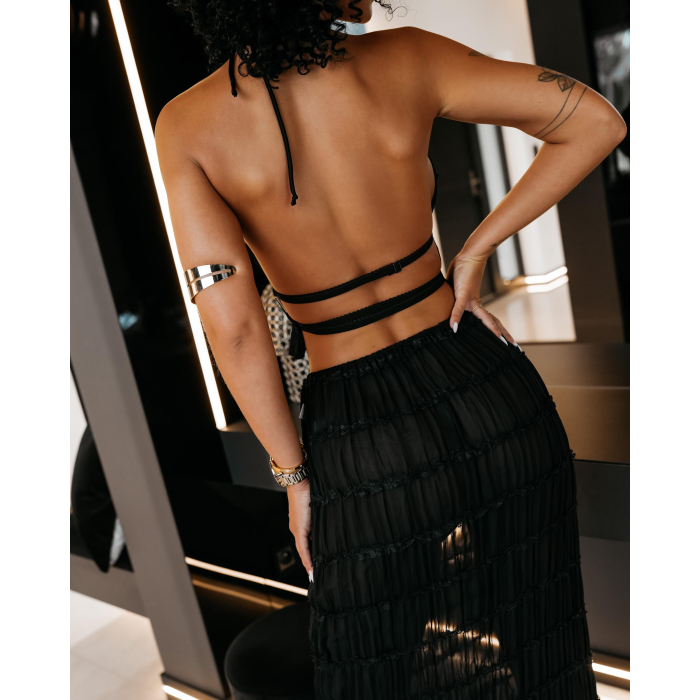 KOMPLET DAMSKI TOP SPÓDNICA MAXI OLAVOGA ANITTA BLACK