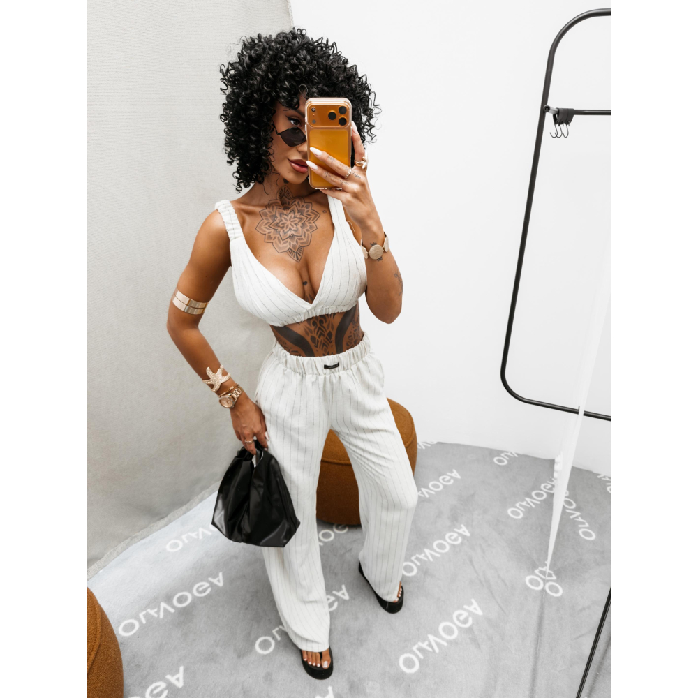 KOMPLET DAMSKI TOP SPODNIE OLAVOGA NALIO BEIGE