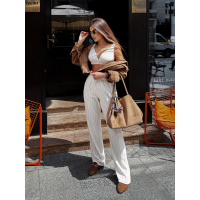 KOMPLET DAMSKI TOP SPODNIE OLAVOGA NALIO BEIGE