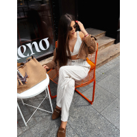 KOMPLET DAMSKI TOP SPODNIE OLAVOGA NALIO BEIGE