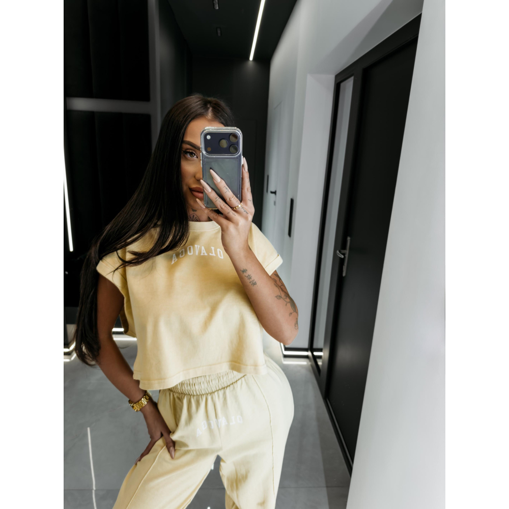 KOMPLET DRES BAWEŁNIANY DAMSKI OLAVOGA LENCI LIGHT BEIGE