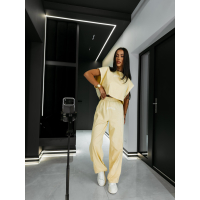KOMPLET DRES BAWEŁNIANY DAMSKI OLAVOGA LENCI LIGHT BEIGE
