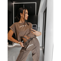 KOMPLET DRES BAWEŁNIANY DAMSKI OLAVOGA LENCI DARK BROWN
