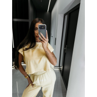 KOMPLET DRES BAWEŁNIANY DAMSKI OLAVOGA LENCI LIGHT BEIGE