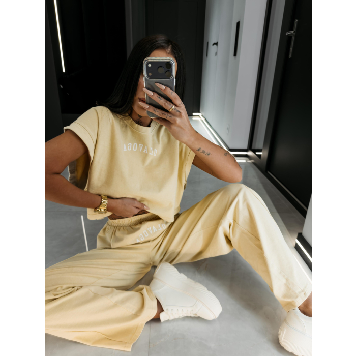 KOMPLET DRES BAWEŁNIANY DAMSKI OLAVOGA LENCI LIGHT BEIGE