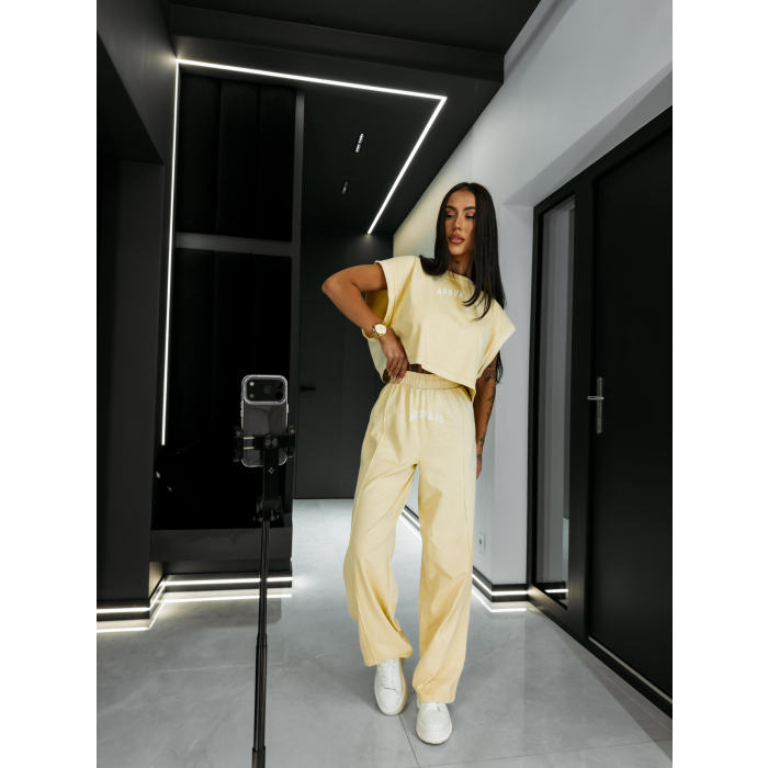 KOMPLET DRES BAWEŁNIANY DAMSKI OLAVOGA LENCI LIGHT BEIGE
