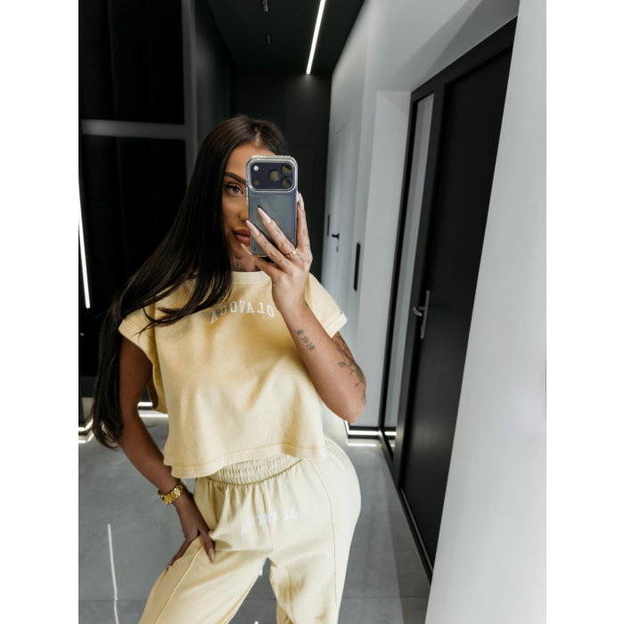KOMPLET DRES BAWEŁNIANY DAMSKI OLAVOGA LENCI LIGHT BEIGE