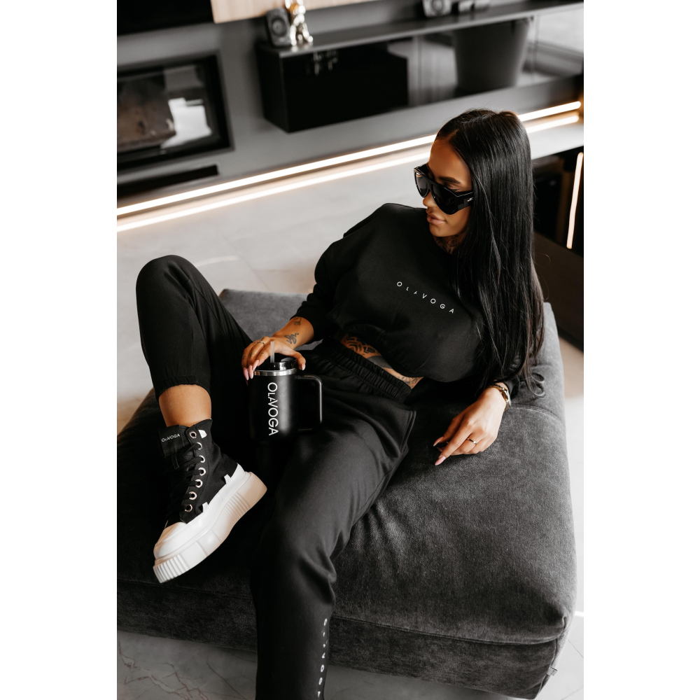 KOMPLET DRES BAWEŁNIANY DAMSKI OLAVOGA TRIPSY BLACK