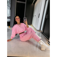 KOMPLET DRES BAWEŁNIANY DAMSKI OLAVOGA TRIPSY PINK
