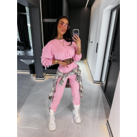 KOMPLET DRES BAWEŁNIANY DAMSKI OLAVOGA TRIPSY PINK