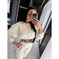 KOMPLET DRES BAWEŁNIANY DAMSKI OLAVOGA TRIPSY CREAM